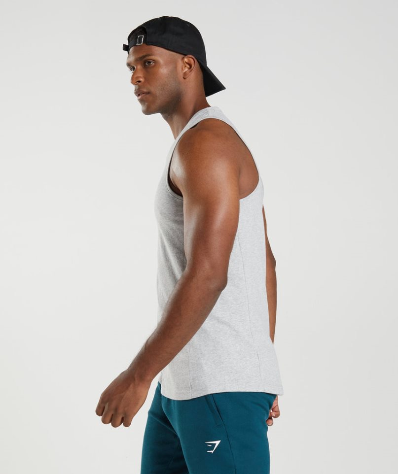 Men's Gymshark React Tanks Light Grey | NZ 0AGLQJ